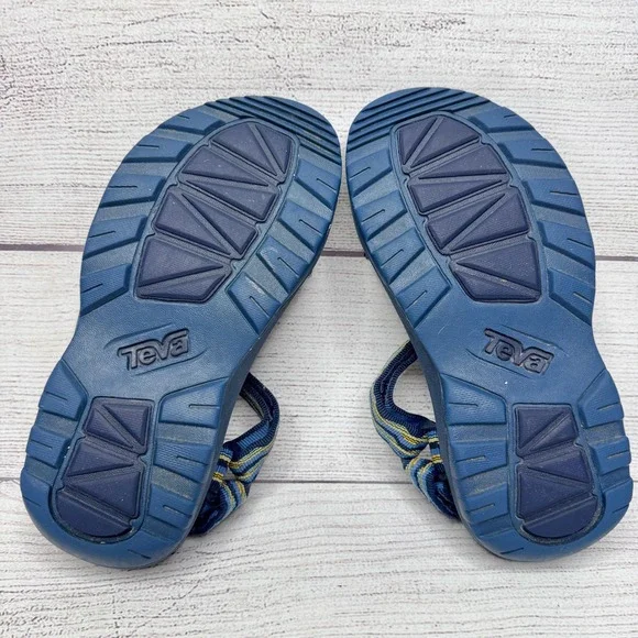 Teva‎ Kids Sport Sandals Blue Yellow Stripe Hook and Loop Size 13 - Picture 7 of 7